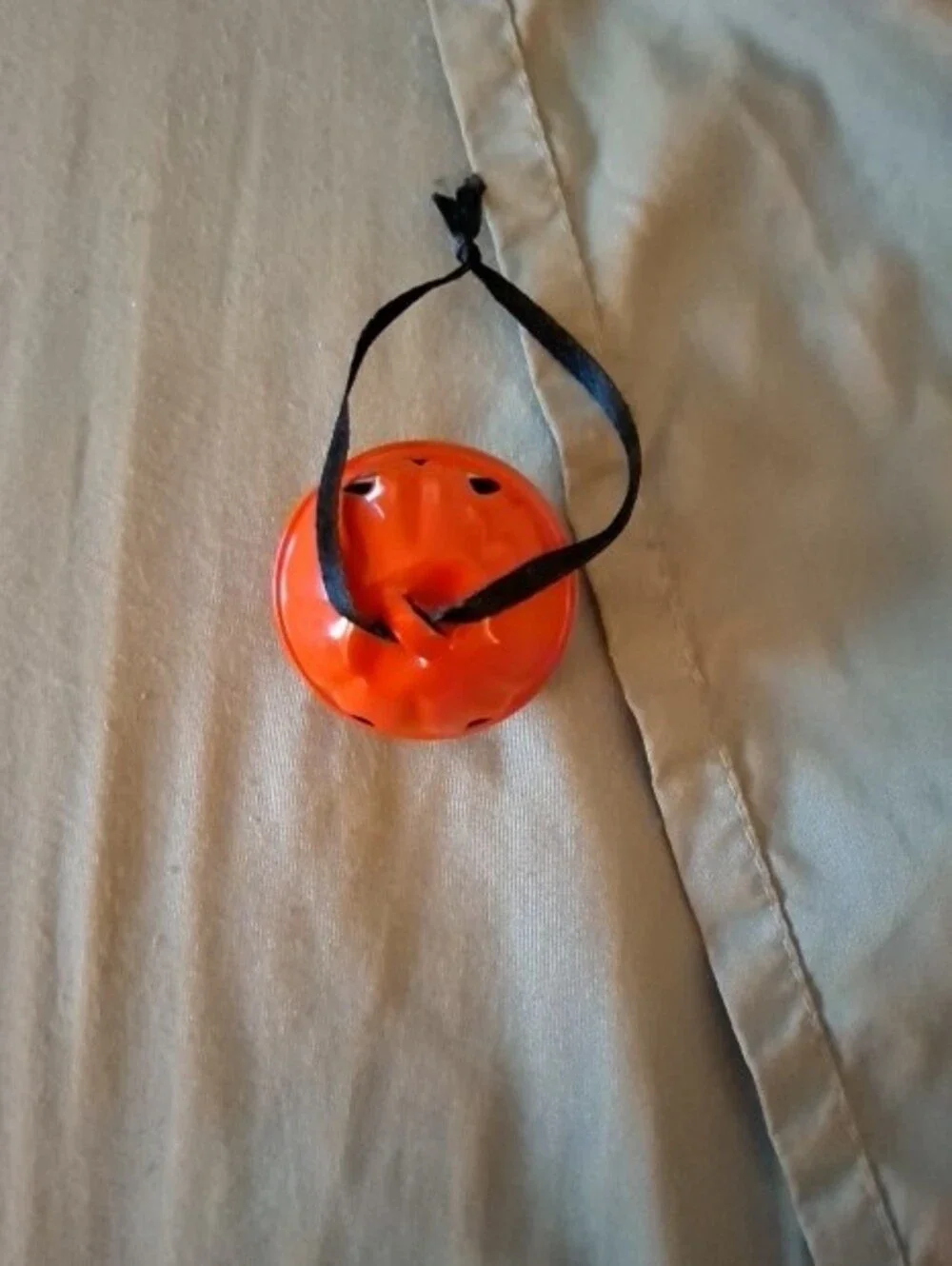 Jack-O'-Lantern Jingle Bell Ornament in Bright Orange